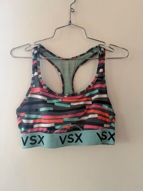 Victoria's Secret VSX Striped Racerback Sports Bra in Mint & Multi-Color